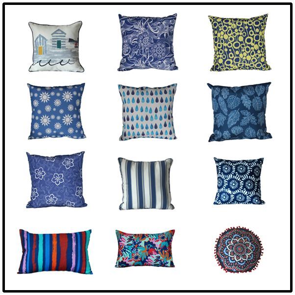 navy blue customized outdoor pillow